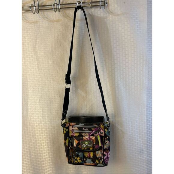 Lily bloom wallet crossbody green livings snaps Owls 8x8" with strap - Picture 2 of 9